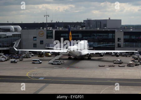 Frankfurt Am Main, Deutschland, Boeing 747-400 der Lufthansa am Flughafen Frankfurt Stockfoto