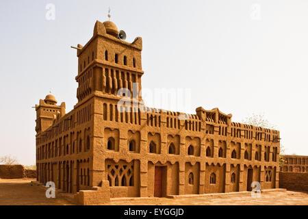 Niger, zentrale Niger, Tahoa Region, traditionellen Lehmziegeln gemauerten Moschee; Yaama Dorf Stockfoto