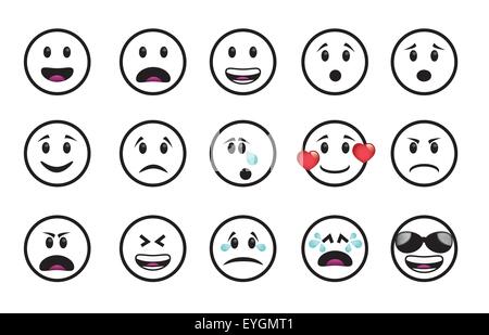 Set von Icons in verschiedenen Emotionen und Stimmungen. Stock Vektor