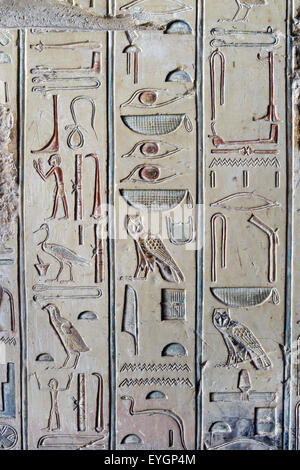 Luxor, Ägypten, Grab des Khaemhet Mahu (TT57) in den Adligen Gräbern im Asasif Nekropole: schönen Reliefs Stockfoto