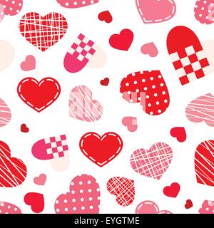 Nahtlose Muster mit Herzen zum Valentinstag. Vektor-Illustration. Stock Vektor
