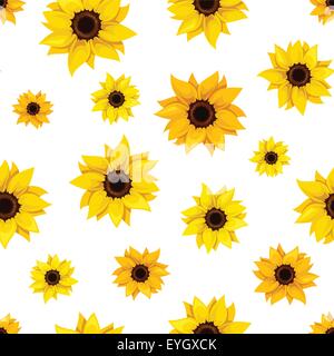 Nahtlose Muster mit Sonnenblumen. Vektor-Illustration. Stock Vektor