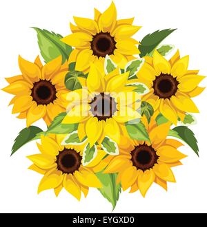 Vektor-Bouquet von Sonnenblumen. Vektor-Illustration. Stock Vektor