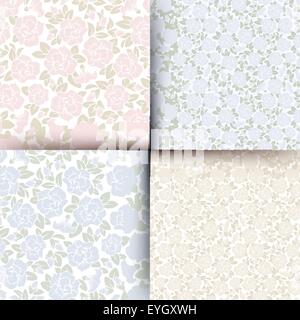 Satz von nahtlosen floralen Mustern. Vektor-Illustration. Stock Vektor