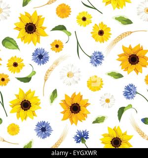 Nahtlose Muster mit Sommerblumen. Vektor-Illustration. Stock Vektor
