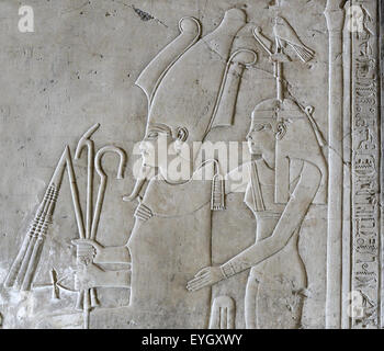 Luxor, Ägypten, Grab des Khaemhet Mahu (TT57) in den Adligen Gräbern im Asasif Nekropole: der Gott Osiris. Stockfoto