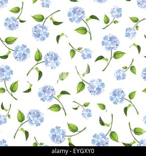 Nahtlose Muster mit Blaue Hortensie Blumen. Vektor-Illustration. Stock Vektor