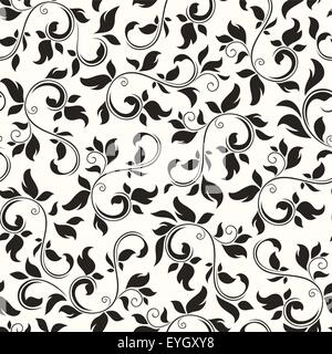 Nahtlose schwarze und weiße Blumenmuster. Vektor-Illustration. Stock Vektor