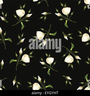 Nahtlose Muster mit weißen Lisianthus Blumen. Vektor-Illustration. Stock Vektor