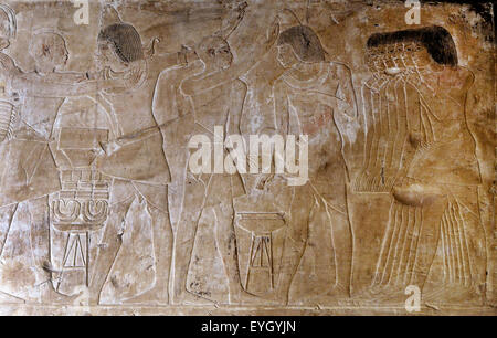 Luxor, Ägypten, Grab des Khaemhet Mahu (TT57) in den Adligen Gräbern im Asasif Nekropole: schönen Reliefs Stockfoto