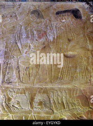 Luxor, Ägypten, Grab des Khaemhet Mahu (TT57) in den Adligen Gräbern im Asasif Nekropole: schönen Reliefs Stockfoto
