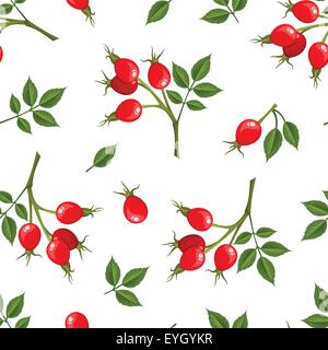Vektor Musterdesign mit Hagebutte Beeren. Vektor-Illustration. Stock Vektor