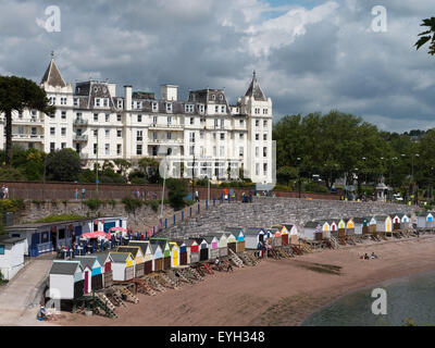 Das Grand Hotel und das Meer an der Corbyn Head Torquay, Torbay, Devon, England Stockfoto