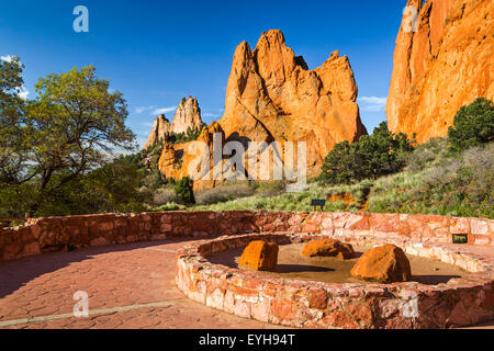 Die Felsformationen im Garten der Götter natürliche Sehenswürdigkeit in der Nähe von Colorado Springs, Colorado, USA. Stockfoto