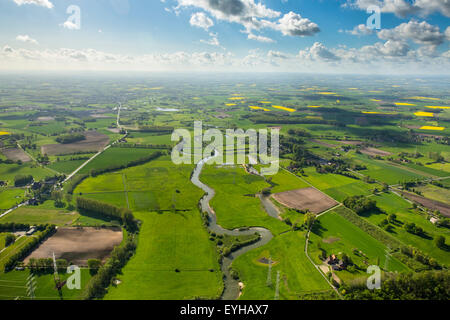 Renaturierung, Mäander des Flusses Lippe, LIFE + Projekt Lippeaue, Hamm, Ruhrgebiet, Nordrhein-Westfalen, Deutschland Stockfoto
