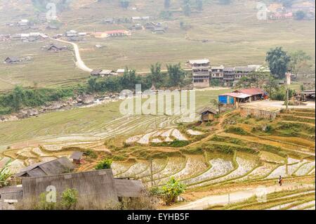 Reis-Terrassen in den Bergen in Tavan Dorf Sapa, Vietnam. Stockfoto