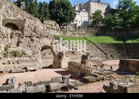 Triest, Italien. Die Reste des römischen Theaters, gebaut um 75 n. Chr. Stockfoto