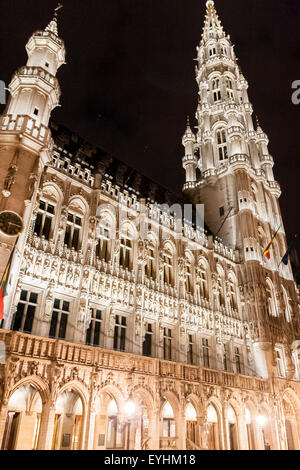 Rathaus auf die berühmte Grande Place in the City-Zentrum von Brüssel, Belgien Stockfoto