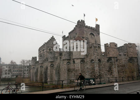 Het Gravensteen, "Schloss der Grafen", Sitz der Grafen von Flandern, Gent Stockfoto