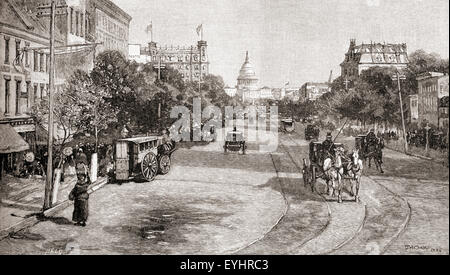 Pennsylvania Avenue, Washington D.C., Vereinigte Staaten von Amerika im 19. Jahrhundert.  Von der Jahrhundert illustrierte Monatszeitschrift veröffentlicht 1884. Stockfoto