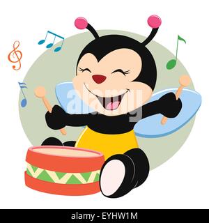 Cartoon Baby Bee Musizieren Stock Vektor