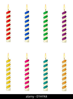 Kerzen für den Geburtstag Kuchen Illustration isoliert auf weißem Hintergrund Stockfoto