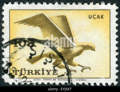 Türkei - ca. 1959: Briefmarke gedruckt in der Türkei, abgebildeten Hawk (Aquila SP.), ca. 1959 Stockfoto