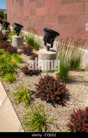 Xeriscape Landschaftsgestaltung um der University of Utah, mit Trockenheit resistente Pflanzen und einheimischen Arten. Stockfoto