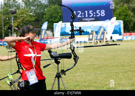 Kopenhagen, Dänemark, 30. Juli 2015: Dänische Archer, die Tanja Jensen in World Archery Championships in Kopenhagen während der einzelnen Spiele am Donnerstag in Verbundbogen konkurriert. Bildnachweis: OJPHOTOS/Alamy Live-Nachrichten Stockfoto