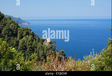 Atemberaubenden Blick auf das Mittelmeer im Westen Mallorca, Balearen, Spaniens im Juli. Stockfoto