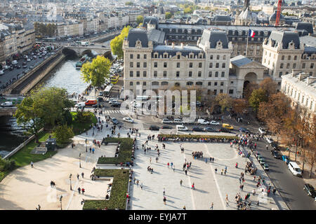 Ansicht von Paris von oben an Notre Dame Stockfoto