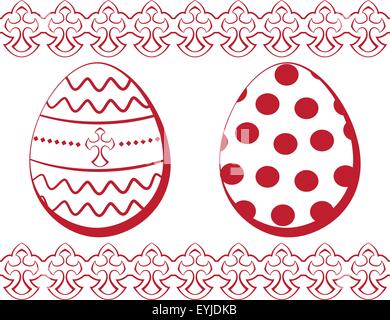 Vektor-Ostern festgelegt. Eiern mit einem Muster und einen Rahmen für design Stock Vektor