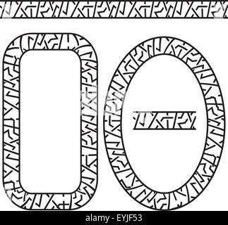 Vektor-Grenze. Schwarzes nahtloses Muster auf weiß. Vektor-Pinsel. Satz von Frames. Stock Vektor