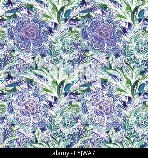 Nahtlose ornamentalen Vektorgrafik mit Skizze Blüten und Blätter für Tapete, Mode, Textil-design Stock Vektor