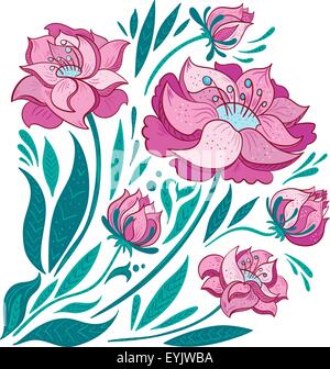 Kreative Wohnung entwerfen florale Ornamente und Blätter für Karte, Einladung, Feier-Style-design Stock Vektor