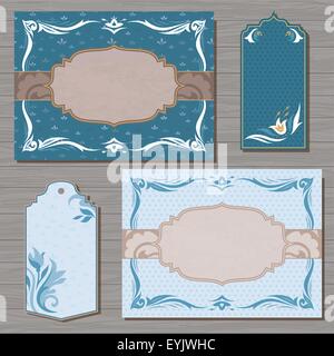 Einladung, Glückwunschkarten mit eleganten östlichen Vintage Schmuck Stock Vektor