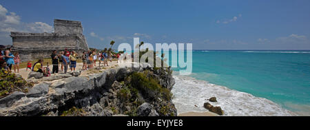 Amerika, Mexiko, Quintana Roo Zustand, Tulum, einzigartige archäologische Mayanalong am Meer Stockfoto