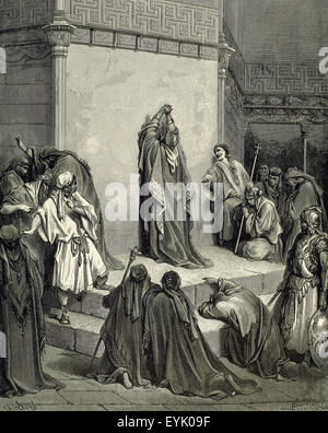Alten Testament.  David, König des Vereinigten Königreich Israel (1014-970 Bce).  Trauer über den Tod von Absalom. Bibel-Gravur von Gustave Dore, 19. Jahrhundert. Stockfoto