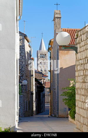 St Mary den großen Turm der Kathedrale, die Stadt Rab auf der Insel Rab, Kroatien Stockfoto