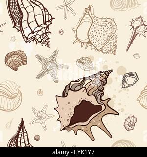 Meer Hintergrund. Hand gezeichnet Vektor-illustration Stock Vektor