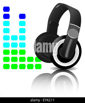 Kopfhörer Equalizer. Musik und Sound, audio-Equalizer, Vektor-Grafik-Player Stockfoto