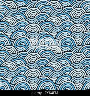Meer Hintergrund. Hand gezeichnet Vektor-illustration Stock Vektor