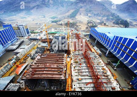 Verschiffungshafen, erhöhten Blick, GoSeong-Gun, Südkorea Stockfoto