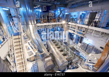 Maschinenraum des Containerschiffes, GoSeong-Gun, Südkorea Stockfoto