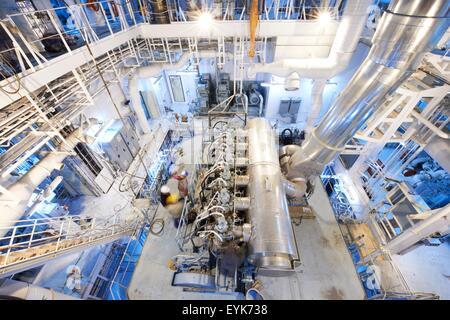 Maschinenraum des Containerschiffes, GoSeong-Gun, Südkorea Stockfoto