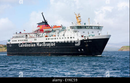 Mit der Fähre von Caledonian MacBrayne verläuft zwischen Oban an der Westküste und Craignure auf der Isle of Mull in Schottland betrieben. Stockfoto