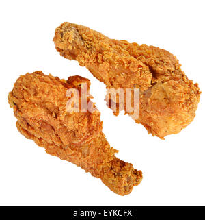 Fried Chicken Drumsticks, Isolated on White Background Stockfoto