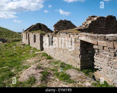 Überreste der Steinbruch Gebäude, Castletown Flagstone Trail, Caithness, Schottland, Großbritannien. Stockfoto