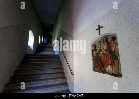 Passau Deutschland Bayern Treppe zur Wallfahrtskirche Mariahilf Kirche mit votive Bilder Stockfoto