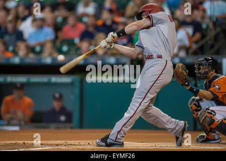 Houston, TX, USA. 31. Juli 2015. Arizona-Diamantmarkierungen erster Basisspieler Paul Goldschmidt (44) Fledermäuse während der 1. Inning der Major League Baseball-Spiel zwischen der Houston Astros und die Arizona Diamondbacks im Minute Maid Park in Houston, Texas. Trask Smith/CSM/Alamy Live-Nachrichten Stockfoto